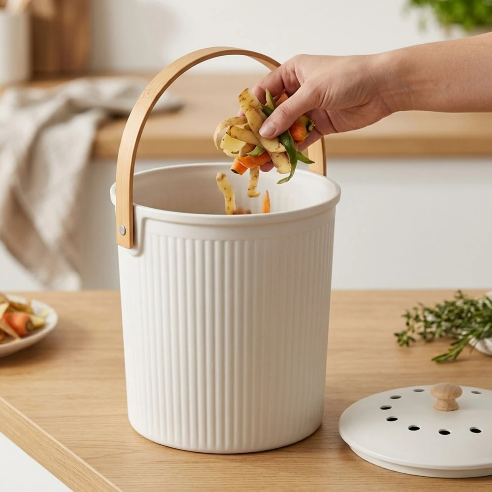 Relaxdays Apvalus virtuvinis komposto kibiras, 5.6L