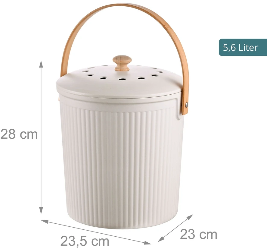 Relaxdays Apvalus virtuvinis komposto kibiras, 5.6L