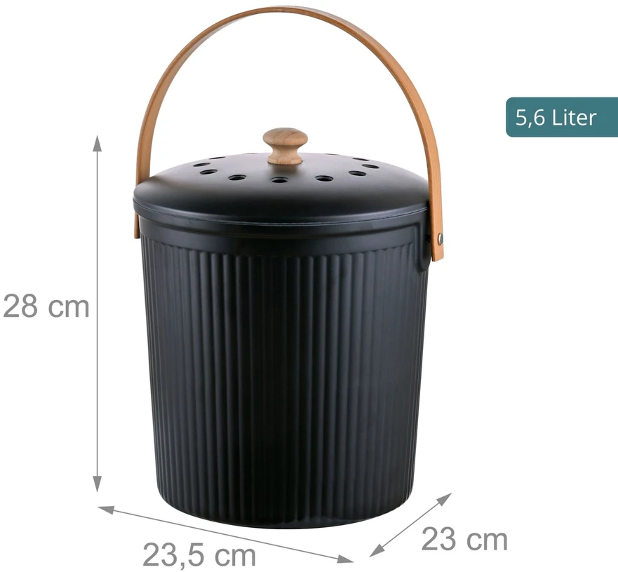 Relaxdays Apvalus virtuvinis komposto kibirėlis, 5,6 l
