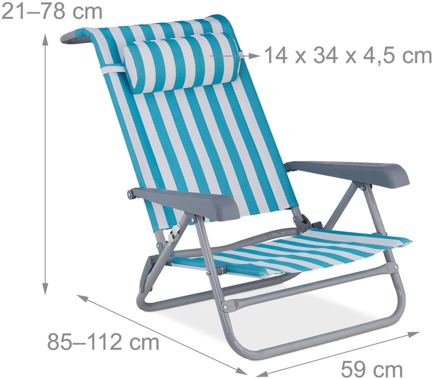 Relaxdays Atlenkiama sulankstoma paplūdimio kėdė