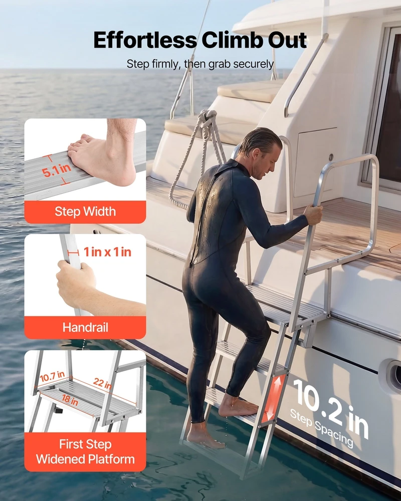 VEVOR Atverčiamos dokų kopėčios, 4 pakopų