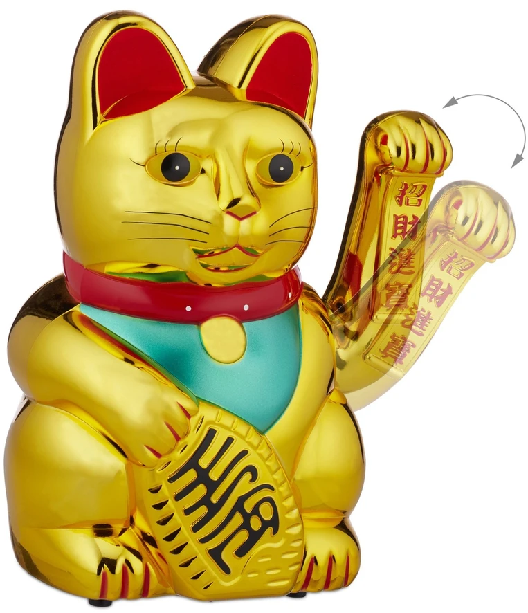 Relaxdays Auksinė XL mojuojanti Maneki Neko katė