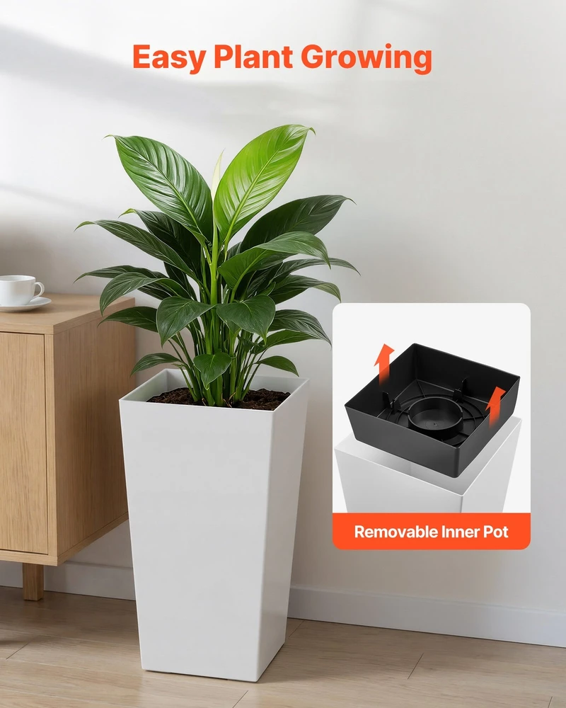 Vevor Aukšti vazonai rinkinys 2 vnt, 550 mm, balti