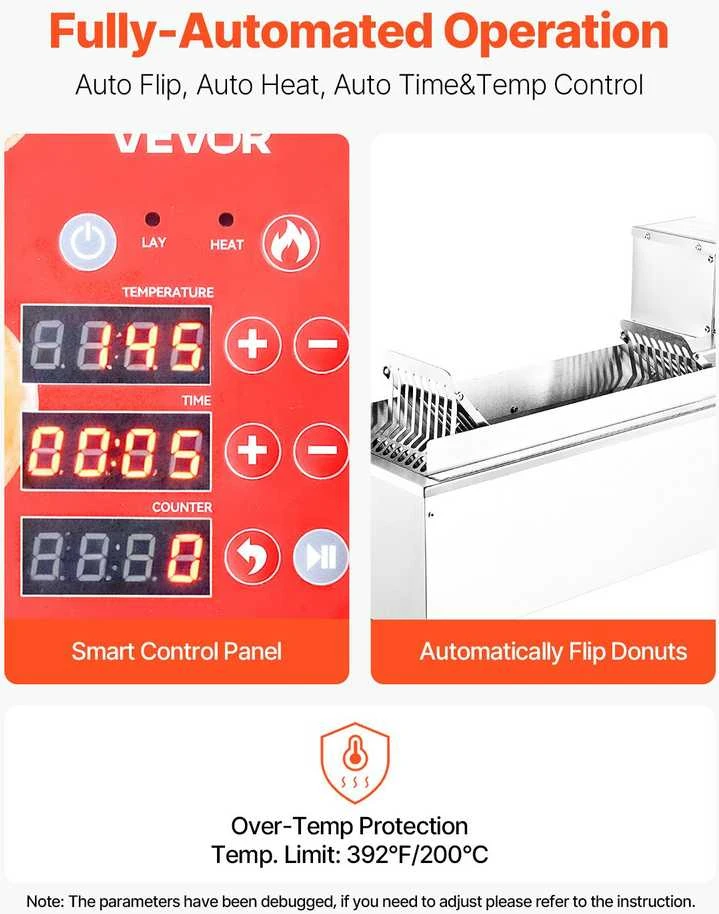 Vaflinė VEVOR Automatinė spurgų gaminimo mašina 90 vnt/h