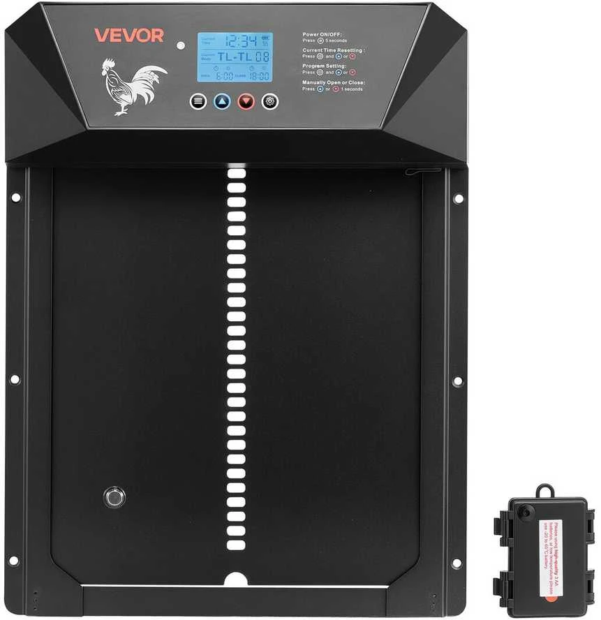 Vevor automatinės vištų tvarto durys su LCD ekranu