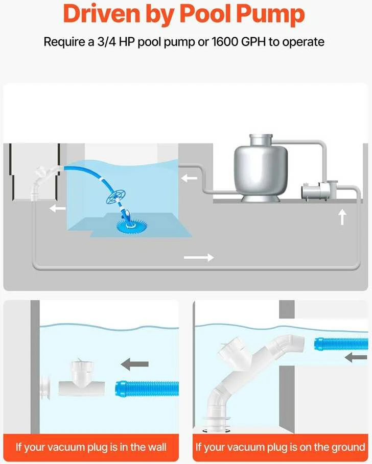 VEVOR Automatinis baseino siurblys su 12 žarnų