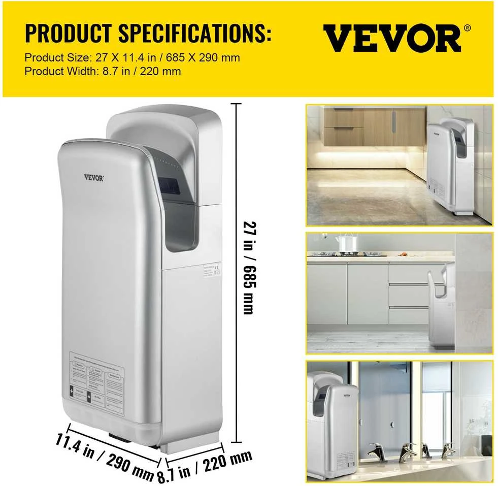 VEVOR automatinis rankų džiovintuvas, 2000W