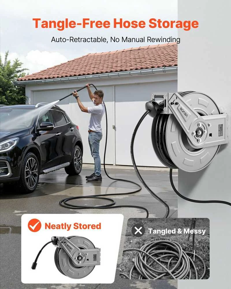 VEVOR Automatinis slėginės plovyklos žarnos būgnas