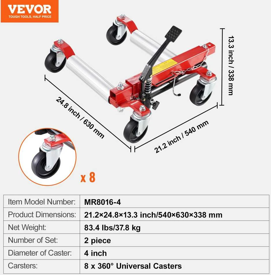 VEVOR Automobiliniai ratų keltuvai 2 vnt.