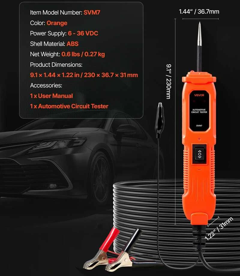 VEVOR Automobilių elektros grandinės testeris su apšvietimu