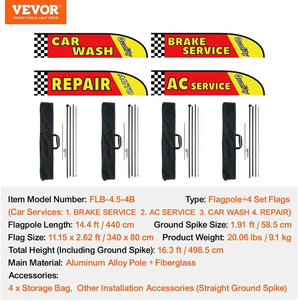 VEVOR automobilių remonto reklaminis vėliavų rinkinys