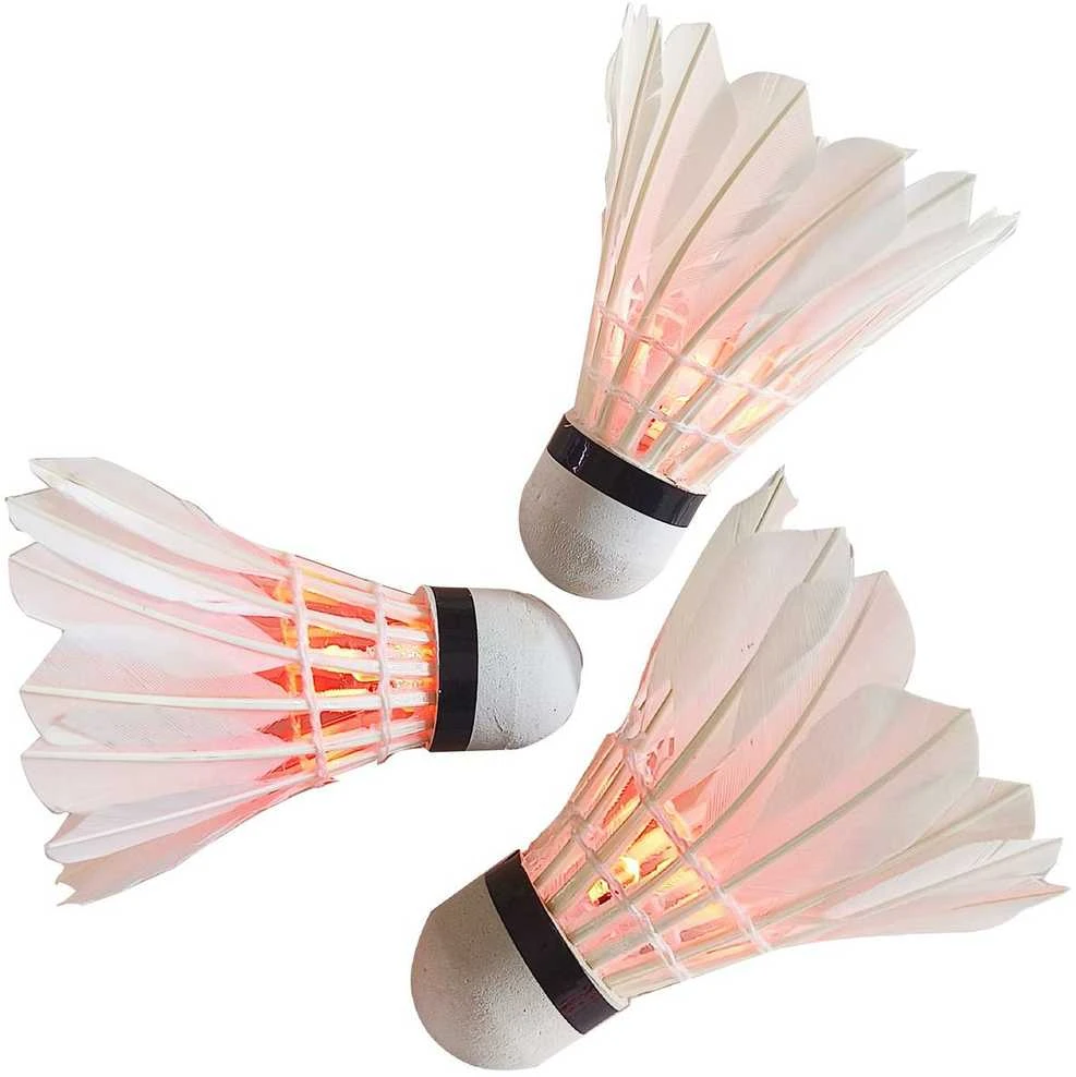 Enero badmintono plunksniniai kamuoliukai su LED, 3 vnt.