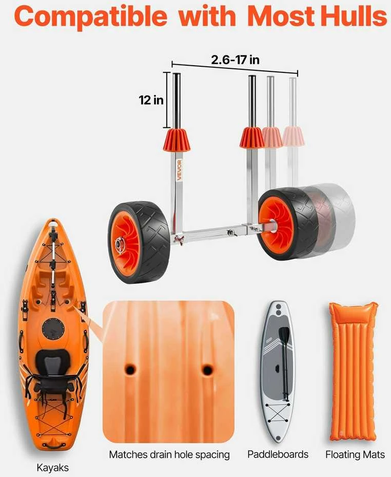 VEVOR Baidarės vežimėlis su 113.4kg apkrova
