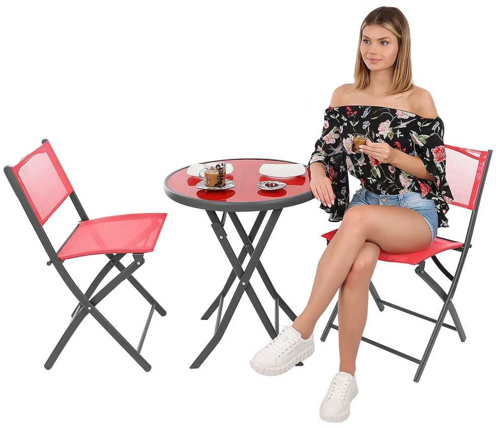 Lauko baldų komplektas Saska Garden balkono baldų komplektas: stalas ir 2 kėdės