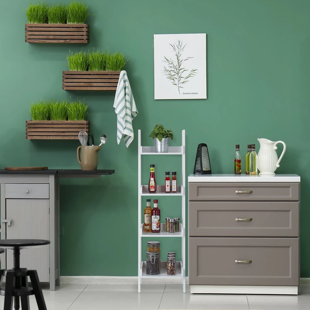 Relaxdays Balta pastatoma lentyna su 4 lygiais
