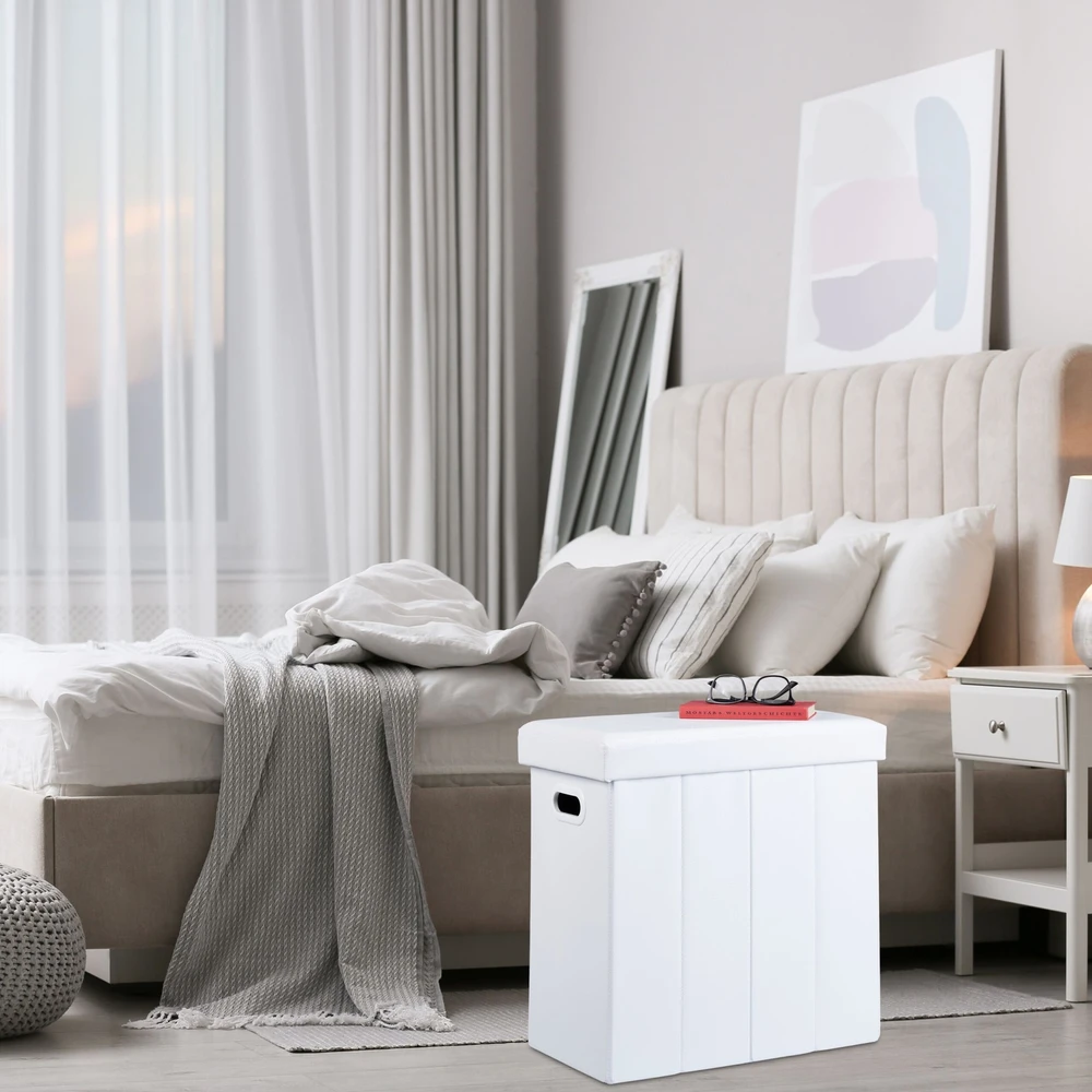 Relaxdays Baltas pufas iš dirbtinės odos