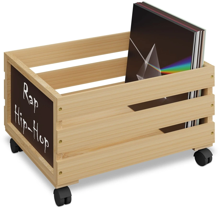 Relaxdays Bambukinė dėžė vinilinėms plokštelėms