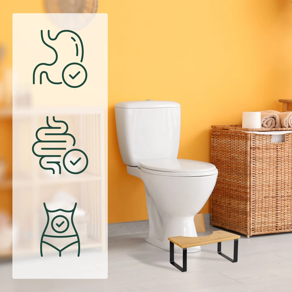 Relaxdays Bambukinė ir metalinė tualeto kėdutė