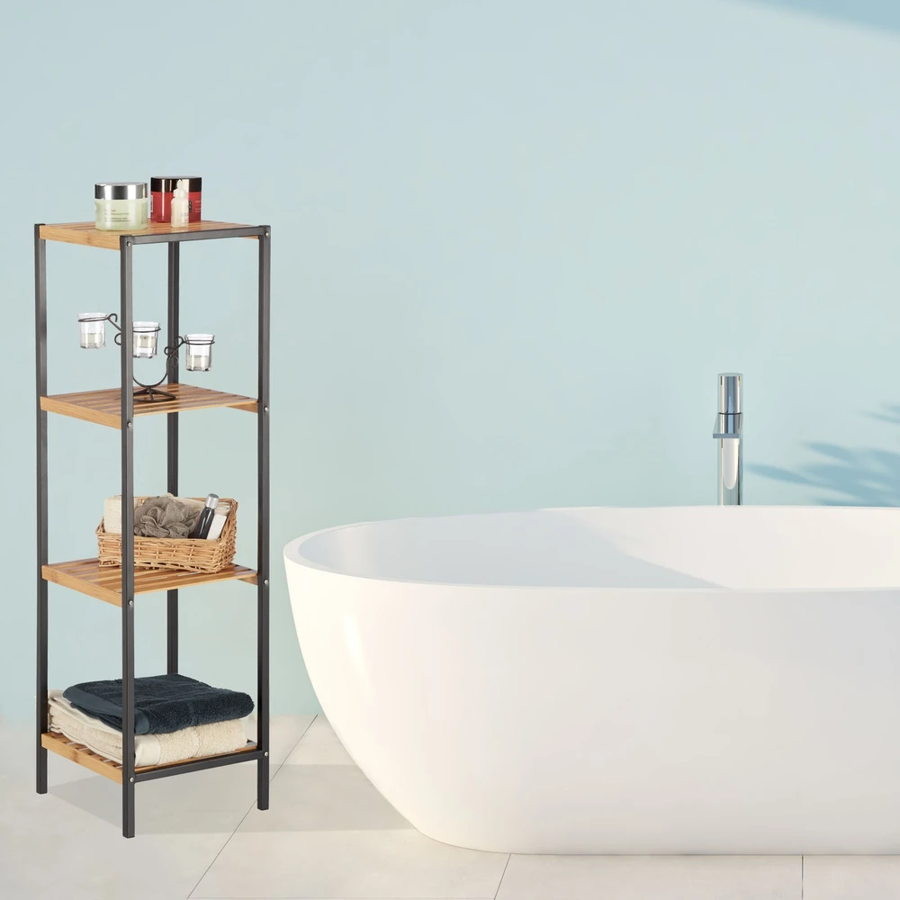 Relaxdays Bambukinė ir plieninė lentyna