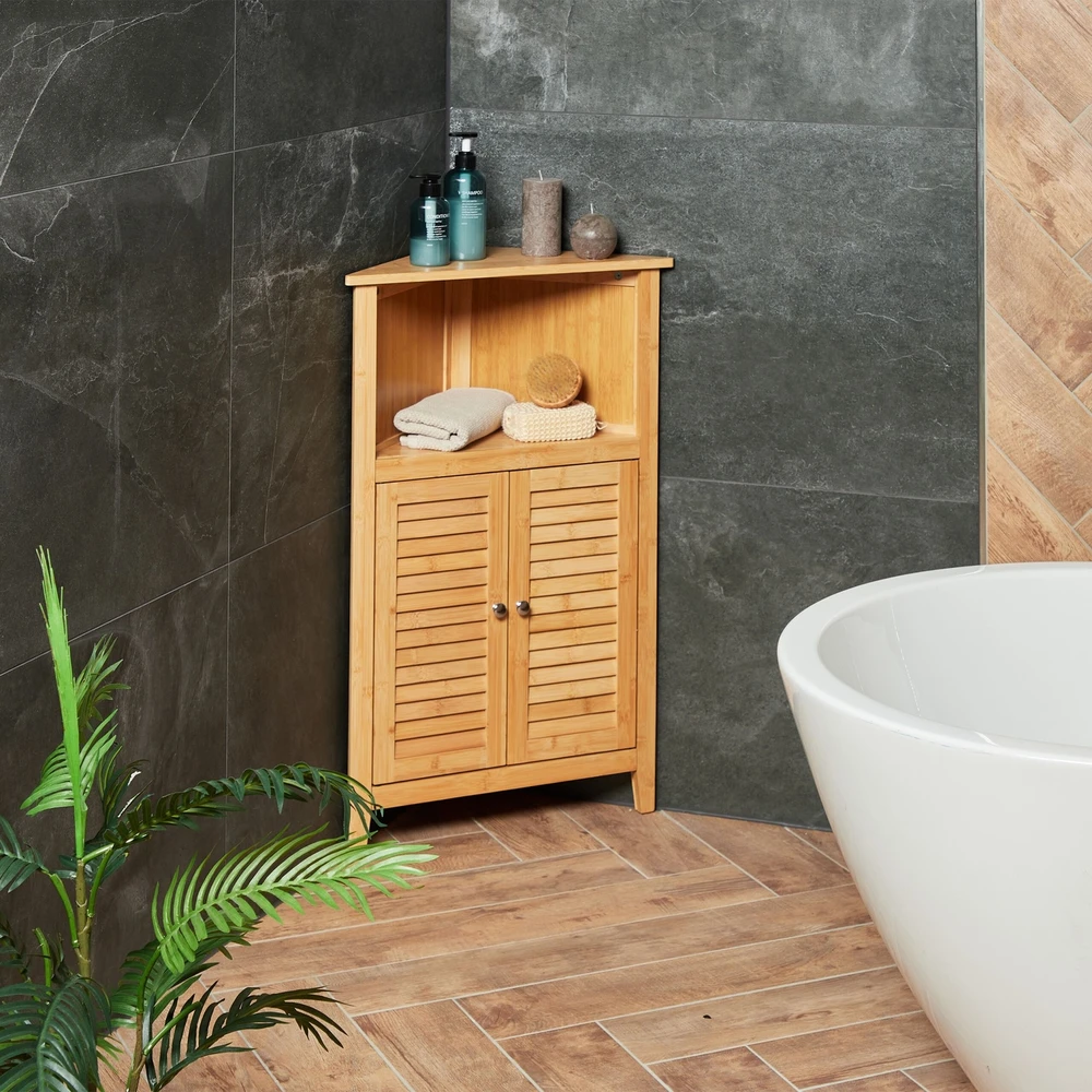 Relaxdays Bambukinė kampinė spintelė