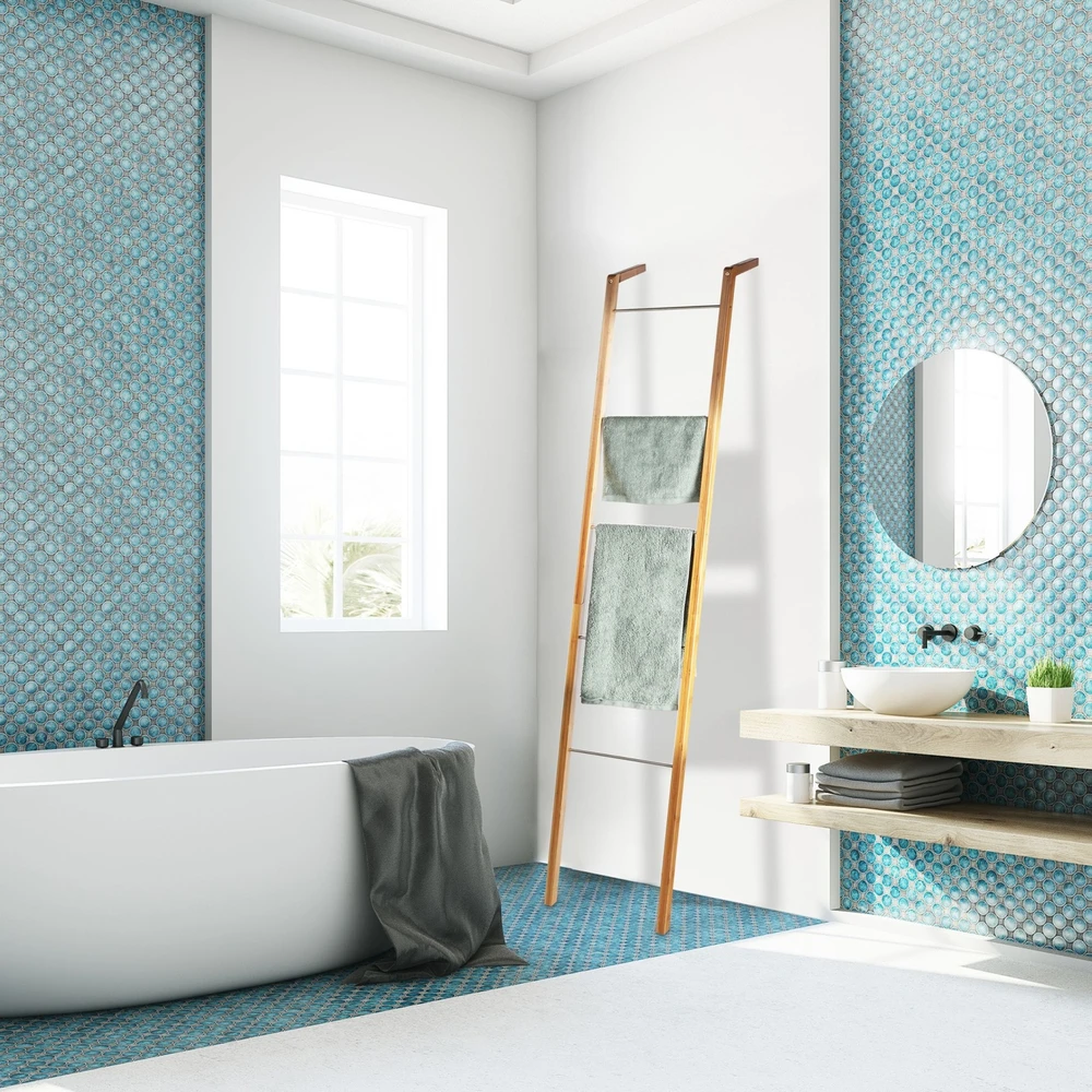 Relaxdays Bambukinė kopėtėlių formos rankšluosčių kabykla