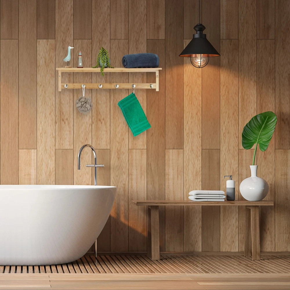 Relaxdays Bambukinė sieninė rankšluosčių kabykla