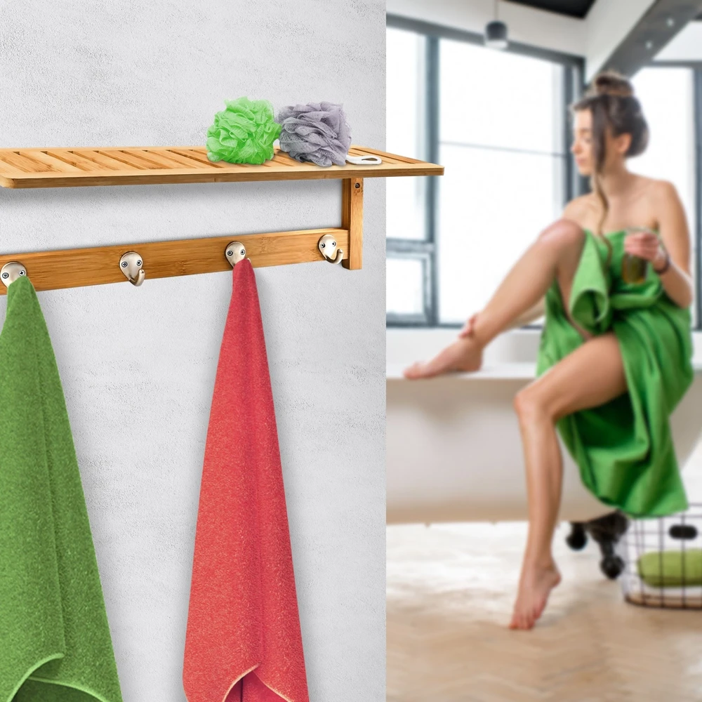 Relaxdays Bambukinė sieninė rankšluosčių kabykla