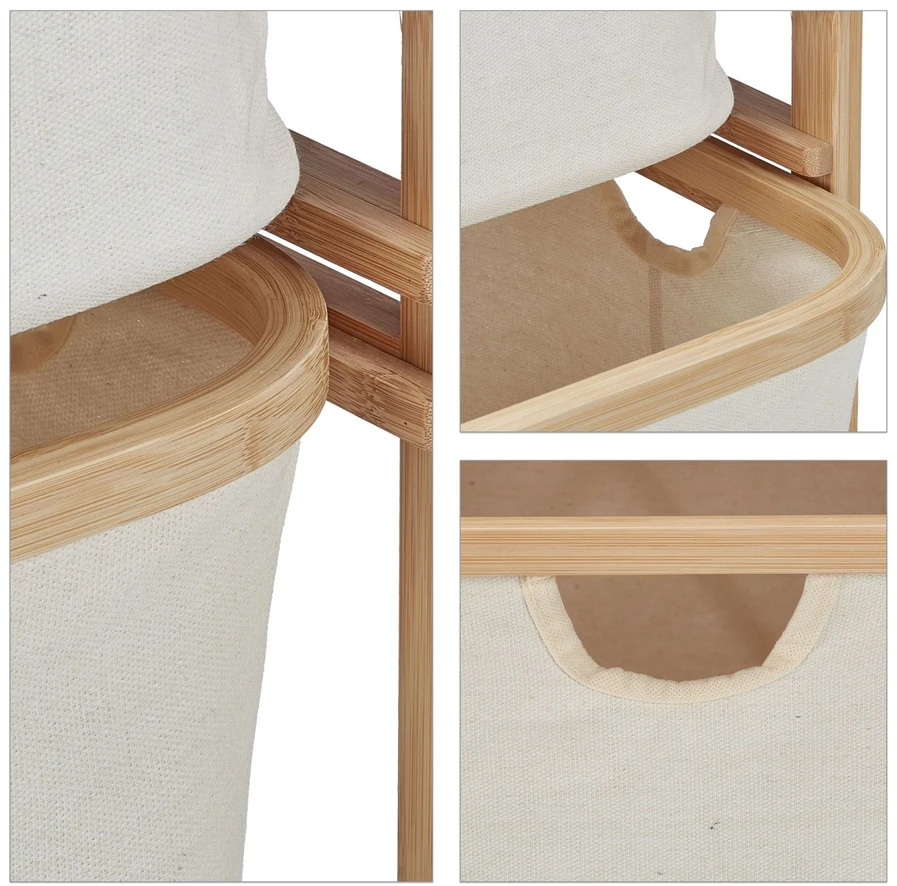 Relaxdays Bambukinė skalbinių lentyna su 2 krepšiais