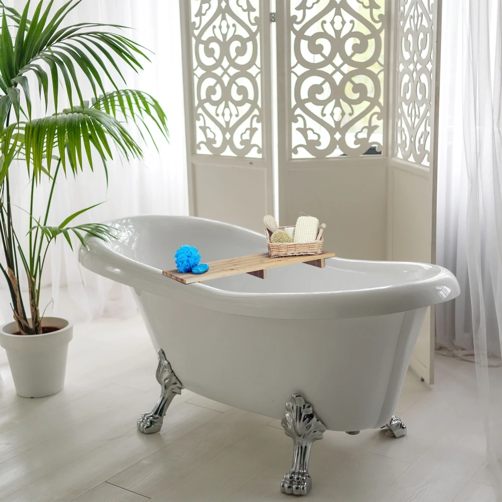 Relaxdays Bambukinė vonios lentynėlė 70 cm