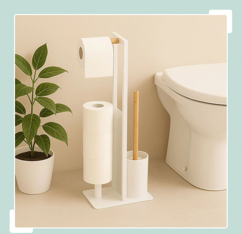 Relaxdays Bambukinis ir metalinis WC komplektas