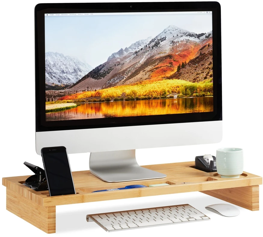 Laikiklis Relaxdays Bambukinis PC monitoriaus stovas