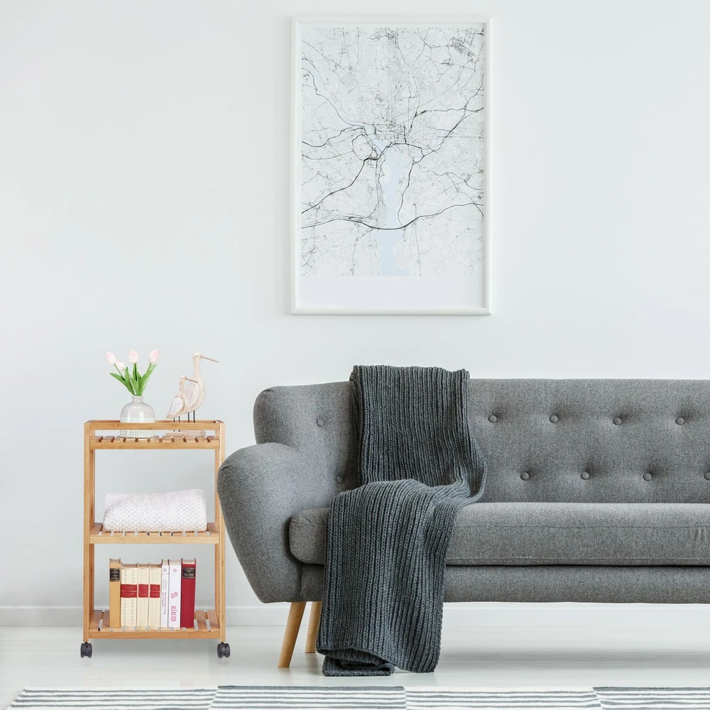 Relaxdays Bambukinis serviravimo vežimėlis, 3 pakopų