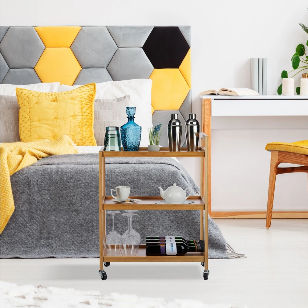 Relaxdays Bambukinis serviravimo vežimėlis