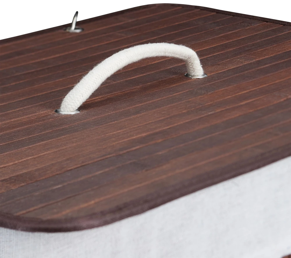 Relaxdays Bambukinis skalbinių krepšys su dangčiu