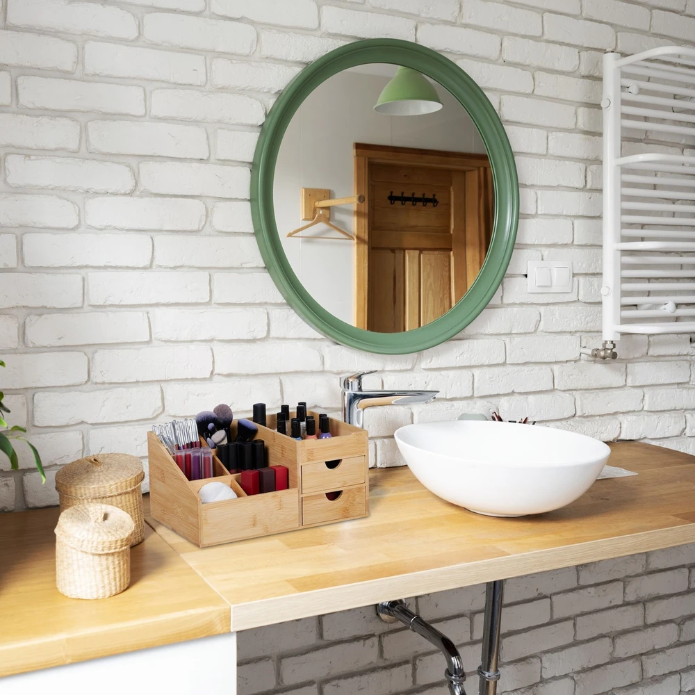 Relaxdays Bambukinis stalo organizatorius su 2 stalčiais