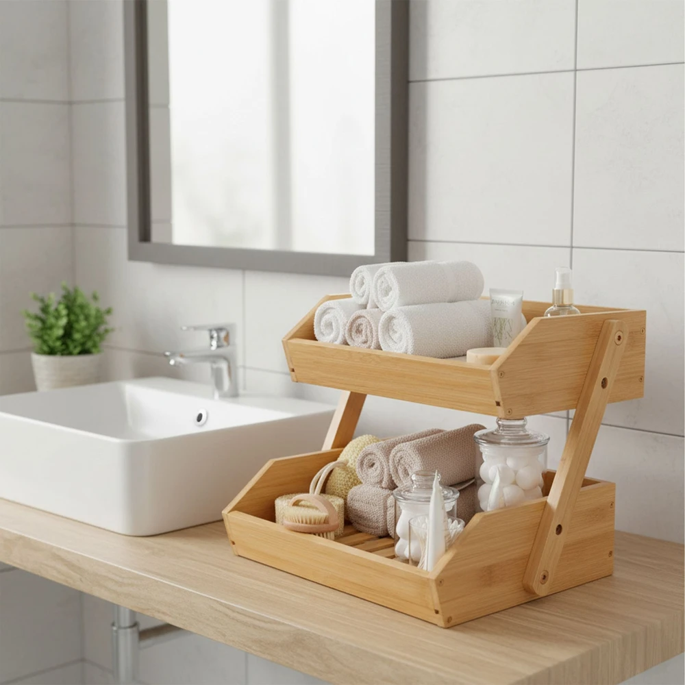 Relaxdays Bambukinis vaisių stovas, 2 aukštų