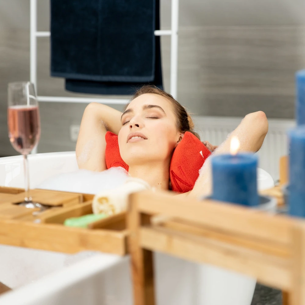 Relaxdays Bambukinis vonios padėklas su knygos stovu
