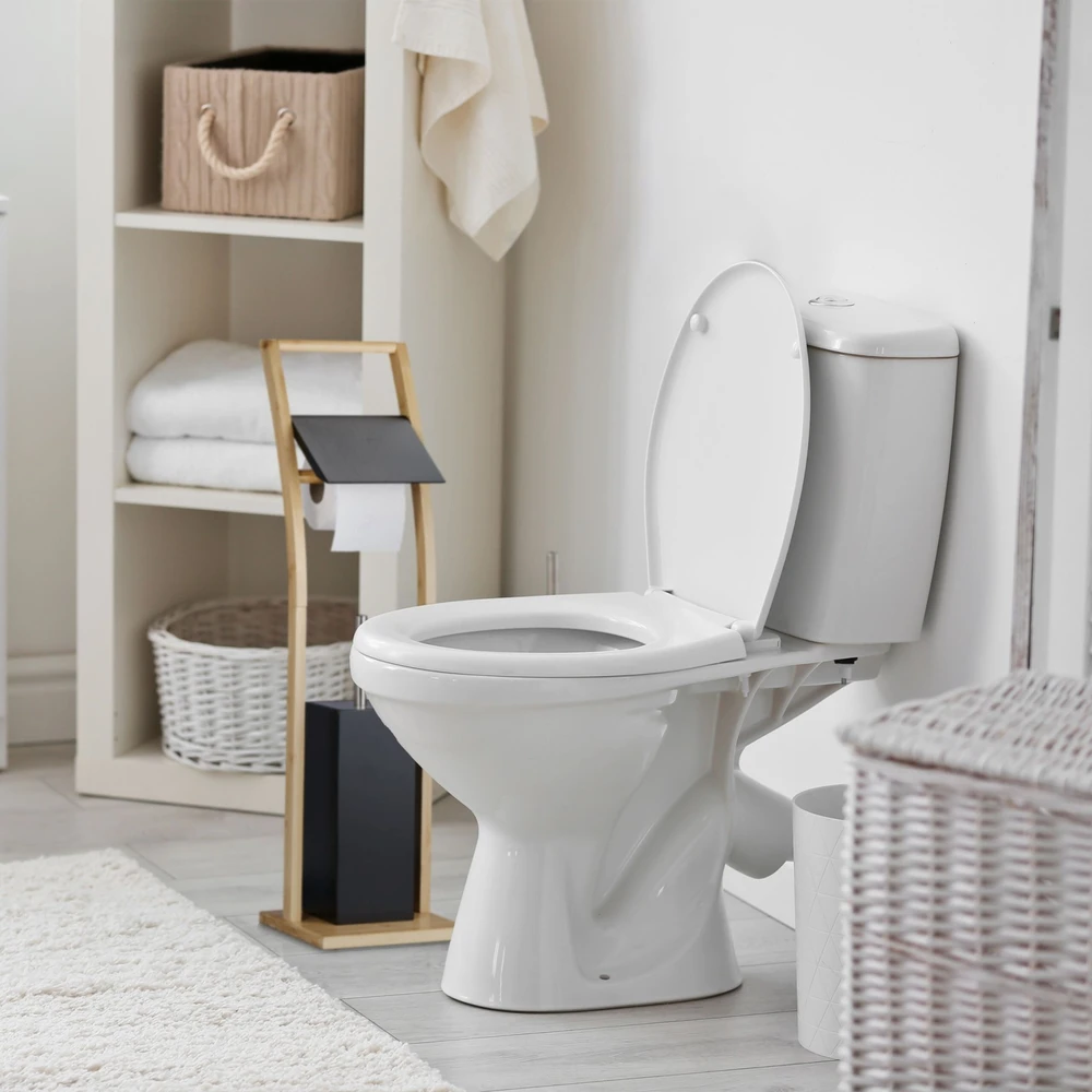 Relaxdays Bambukinis WC rinkinys juodas