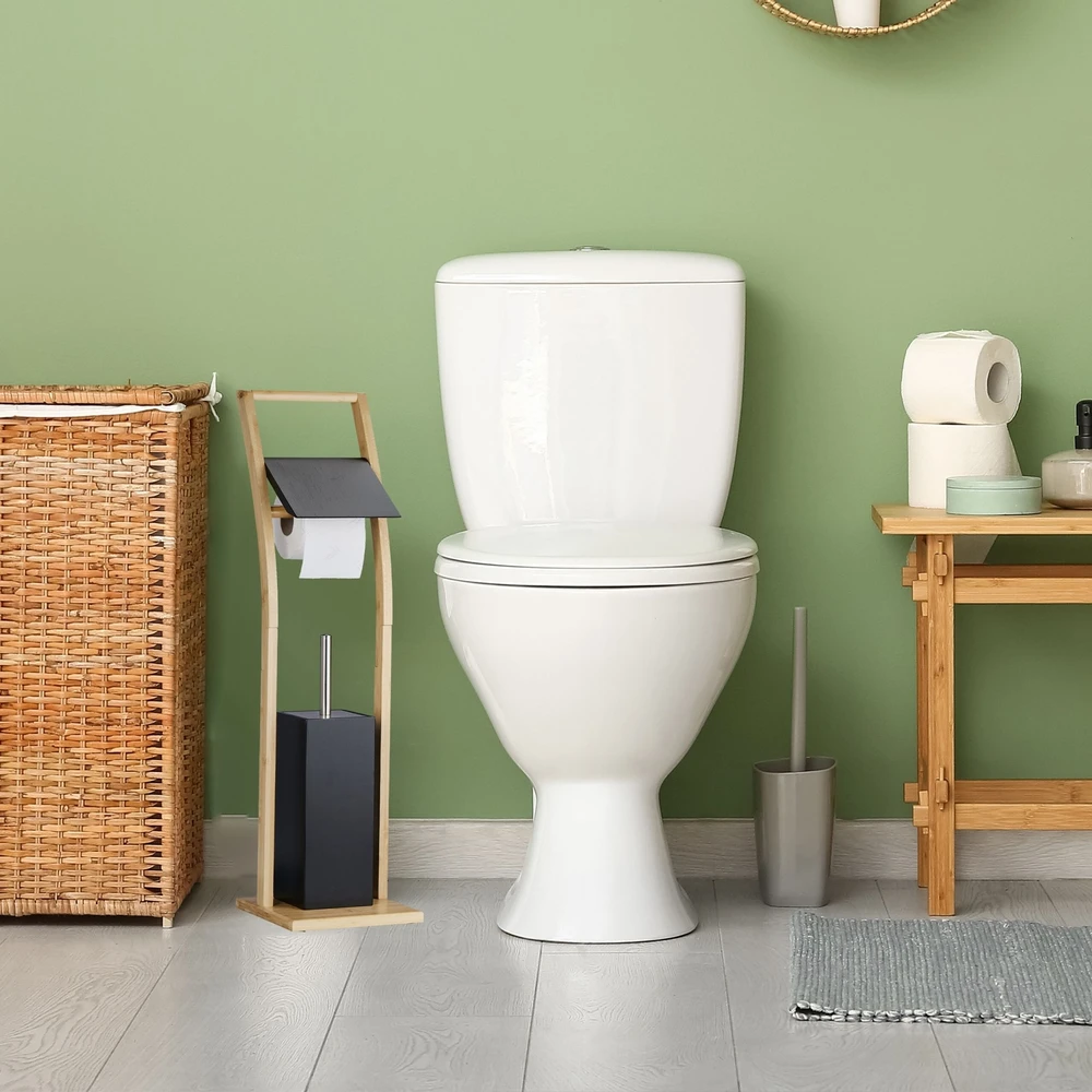 Relaxdays Bambukinis WC rinkinys juodas