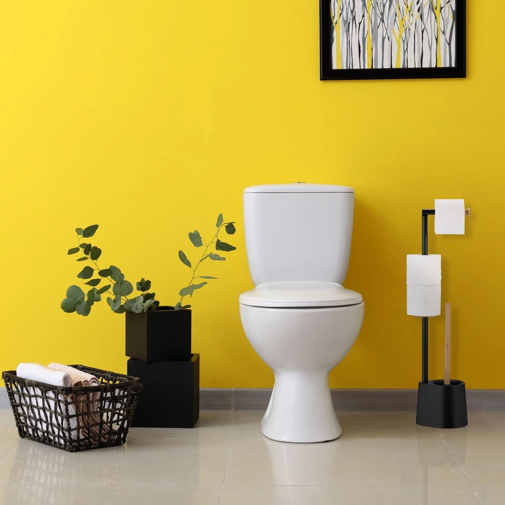 Relaxdays Bambuko ir nerūdijančio plieno WC komplektas