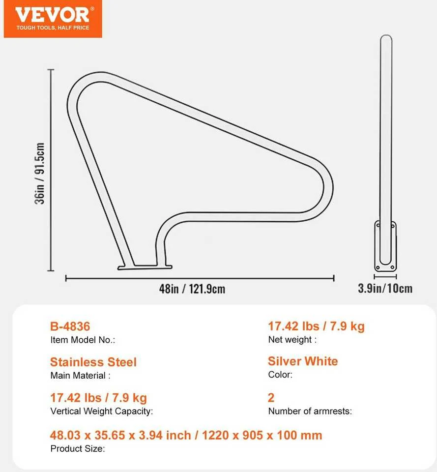 VEVOR Baseine laikiklis iš nerūdijančio plieno