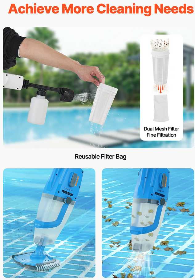 VEVOR Baseino dulkių siurblys 100 L/min, įkraunamas
