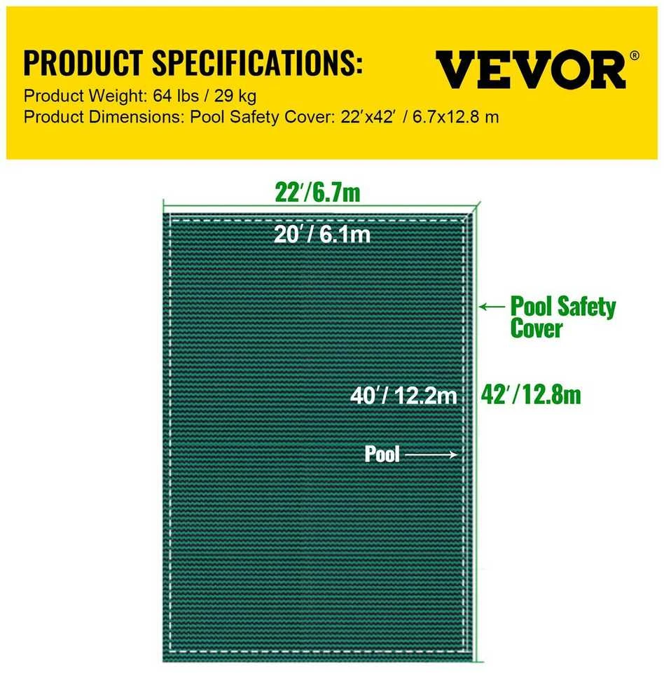 VEVOR Baseino saugos danga 20x40ft stačiakampiui