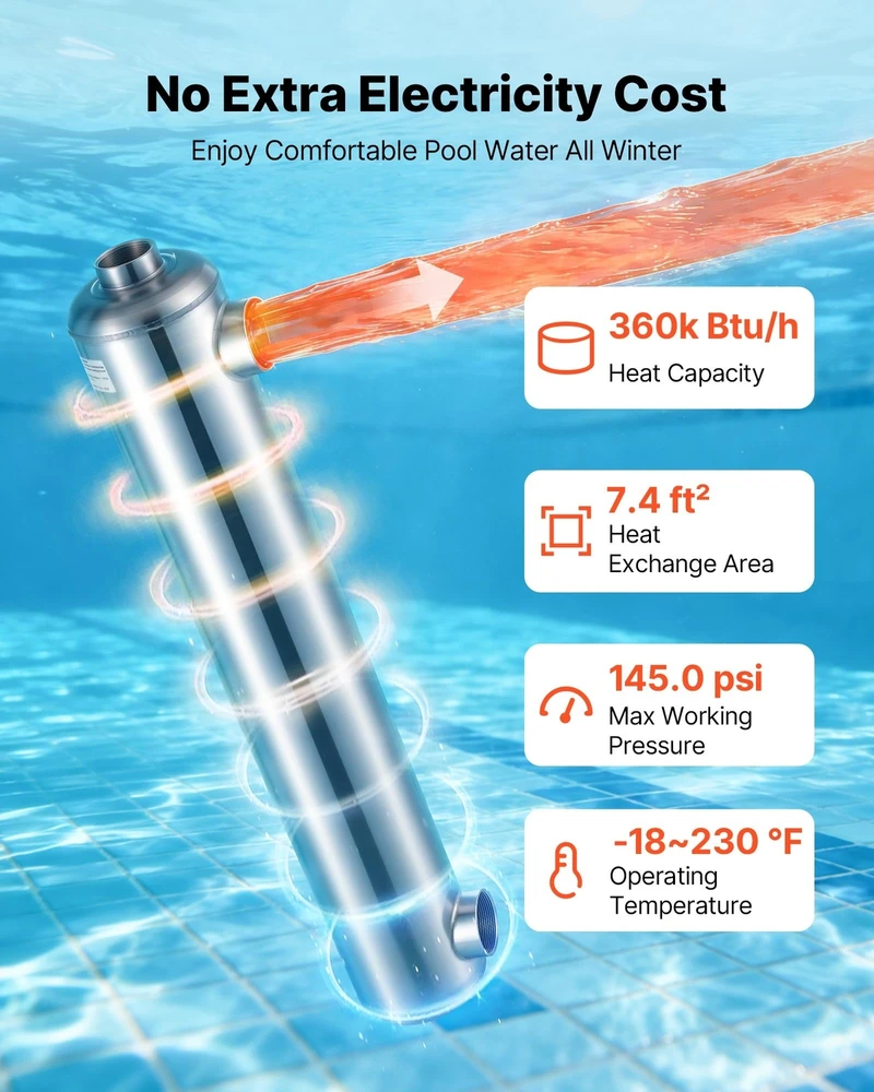 VEVOR Baseino šilumokaitis 360K BTU, 316L plienas