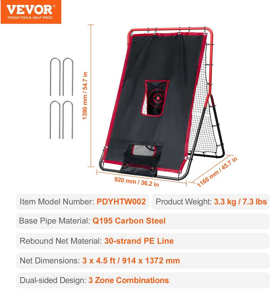 VEVOR Beisbolo ir softbolo atmušimo tinklas 91x137 cm