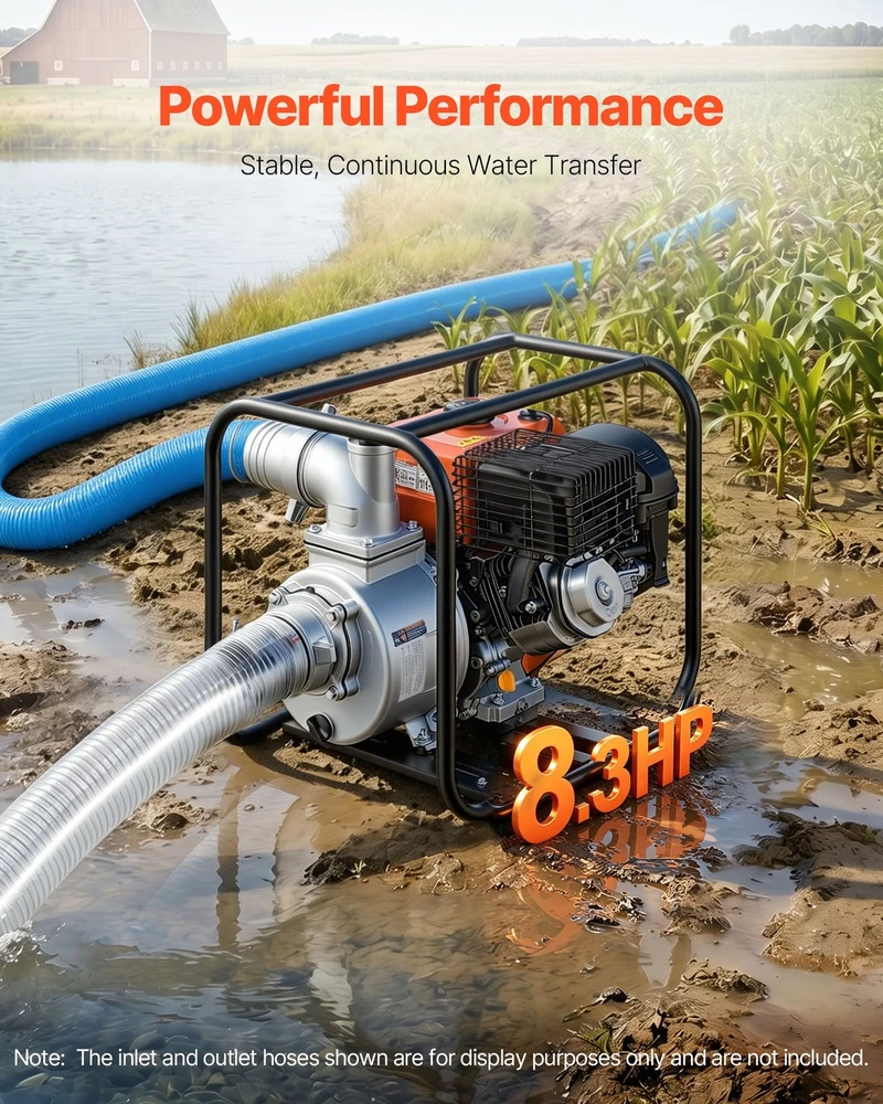 VEVOR Benzininis vandens siurblys 101.6 mm, 422 GPM