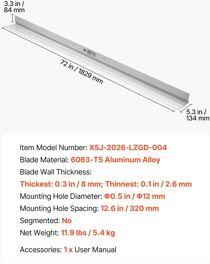 VEVOR Betono lyginimo liniuotė 1829 mm