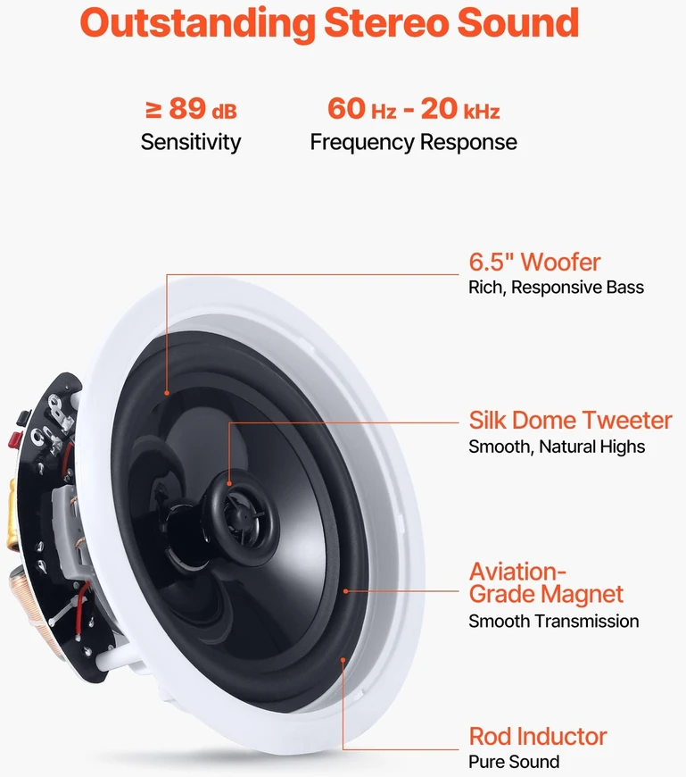 VEVOR Bluetooth lubinės įleidžiamos kolonėlės, 4 vnt.