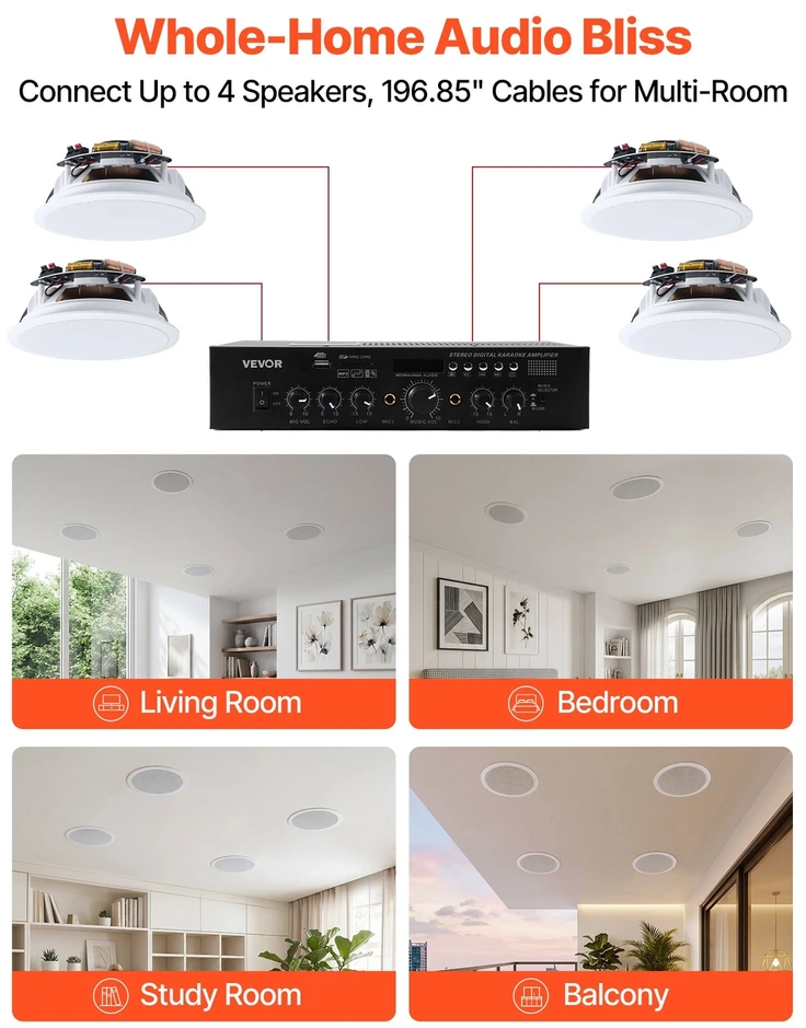 VEVOR Bluetooth lubinės įleidžiamos kolonėlės, 4 vnt.