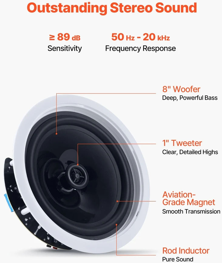 VEVOR Bluetooth lubų garsiakalbiai 203,2 mm